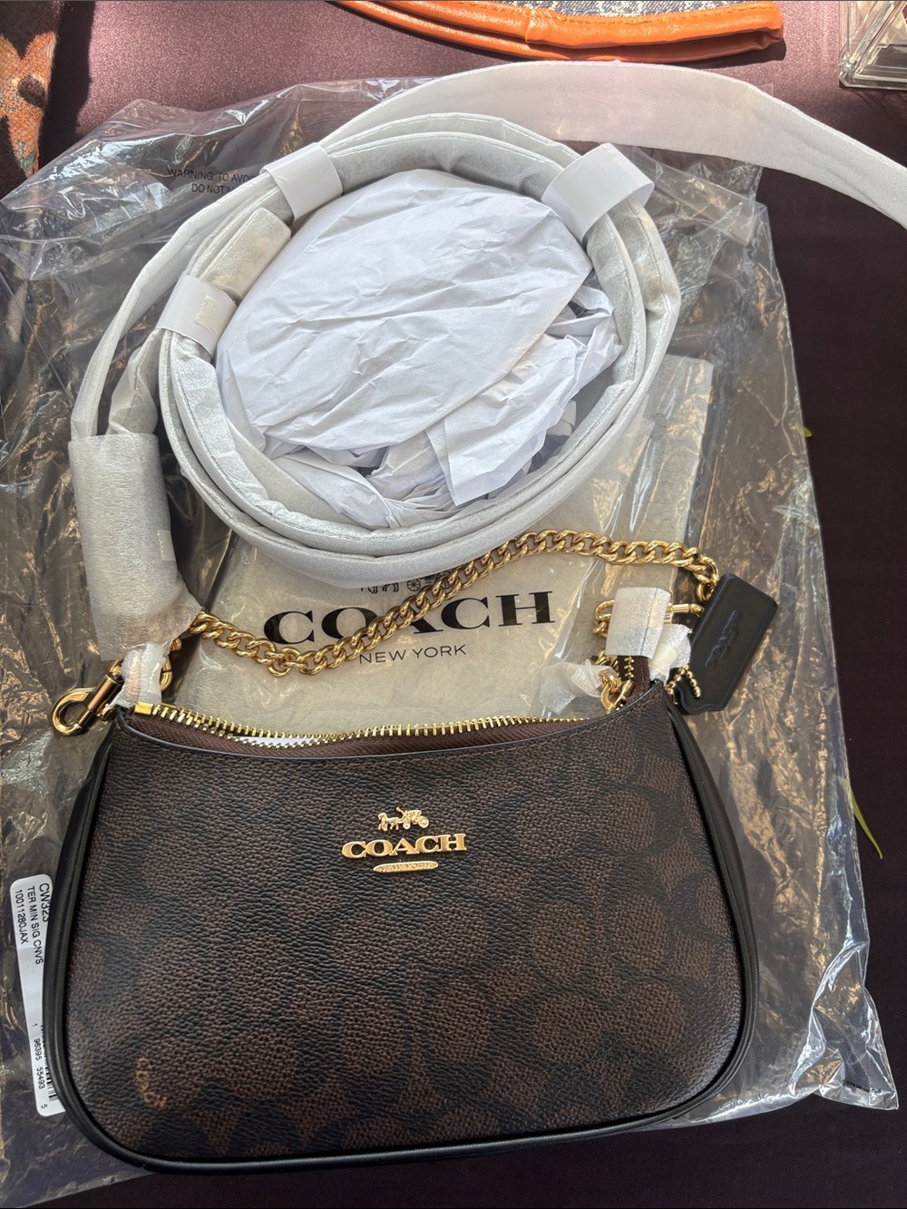 Coach Mini Shoulder Bag in Dark Brown/Black with Gold Hardware - Picture 13 of 14